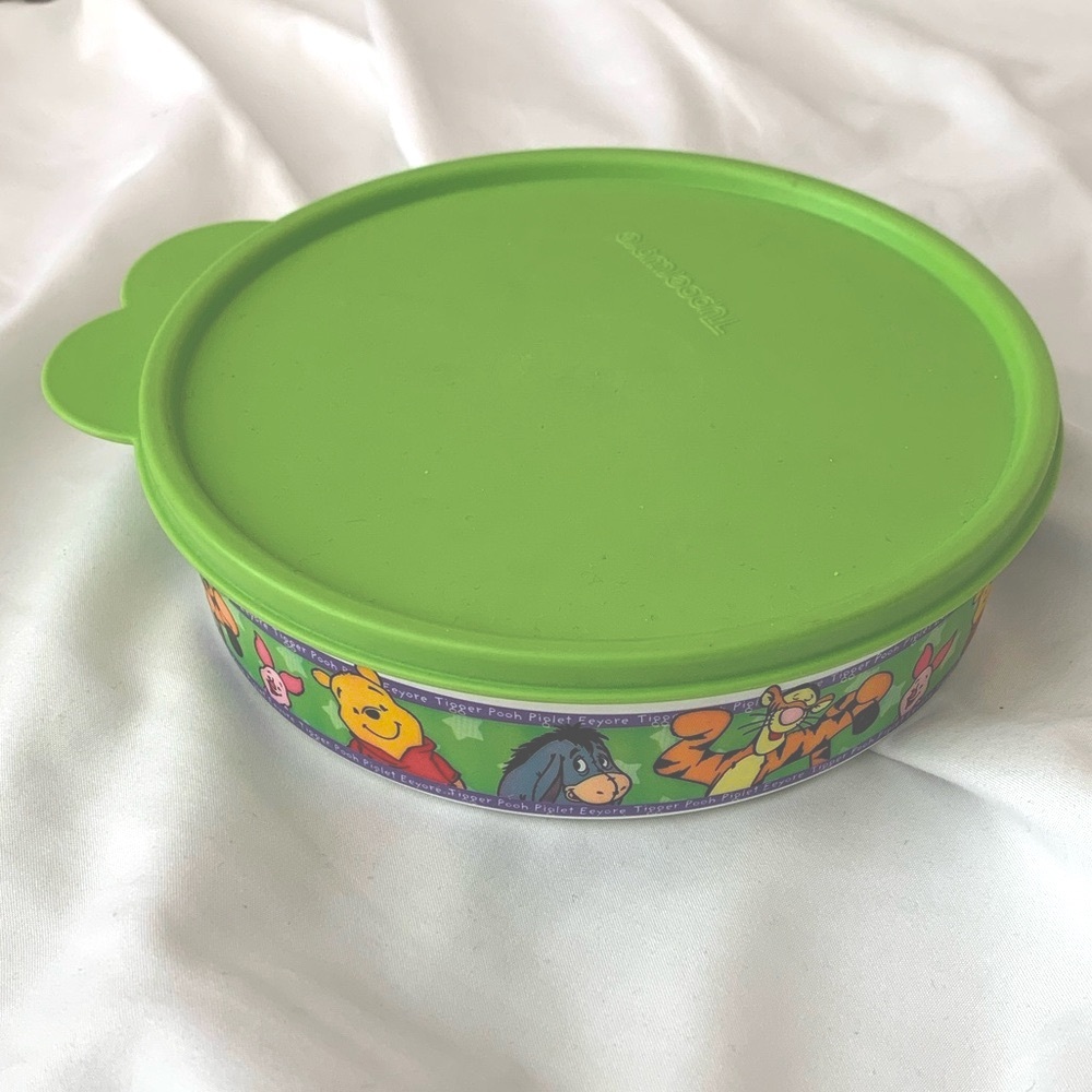 Disney Vintage Winnie The Pooh & Friends Kids White Plastic Tupperware Bowl Set